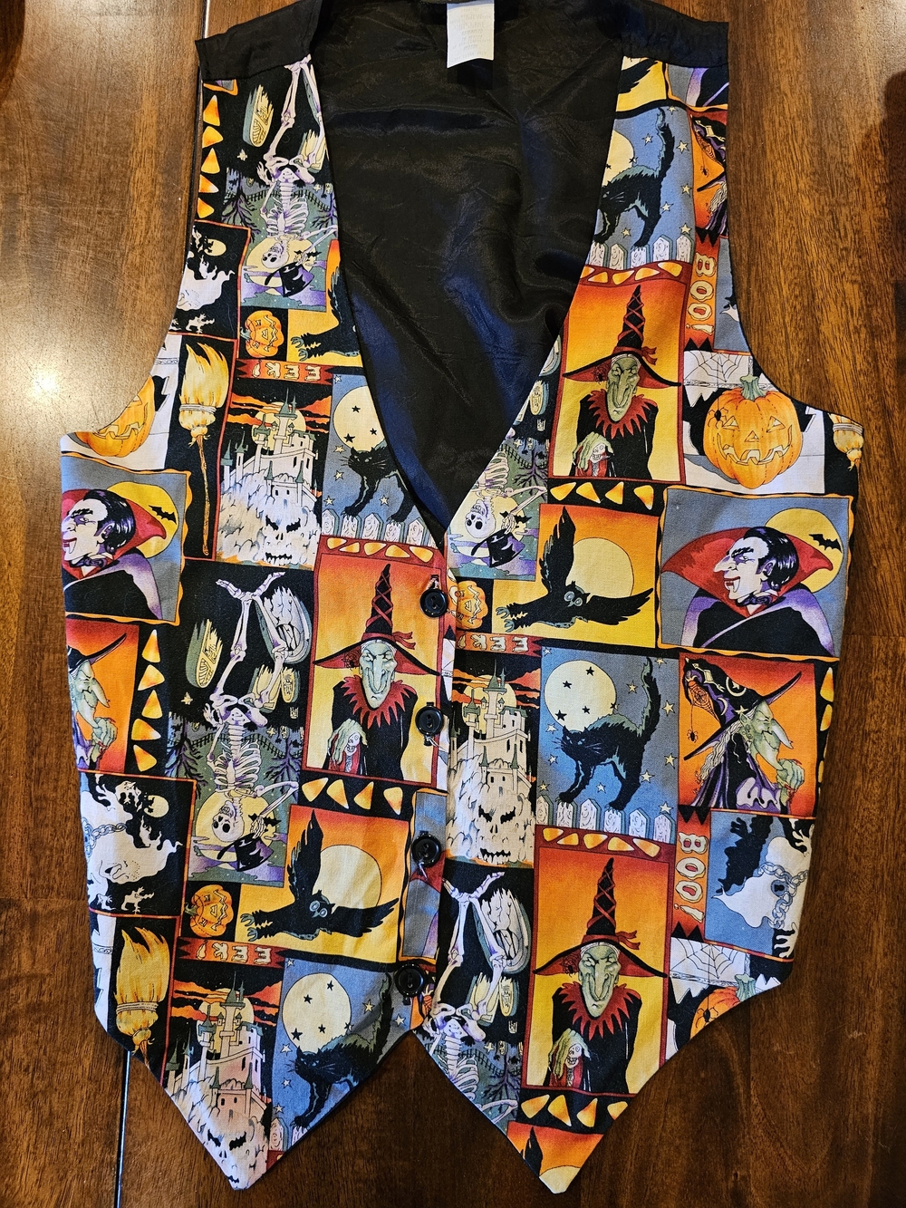 Halloween 111 Main Vest Small/ Med Spooky Ghost Pumpkin Print 100% Cotton READ